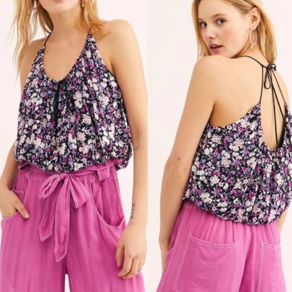 Free People Tops - NWT Free People Daisy Babe Purple Floral Crop Top